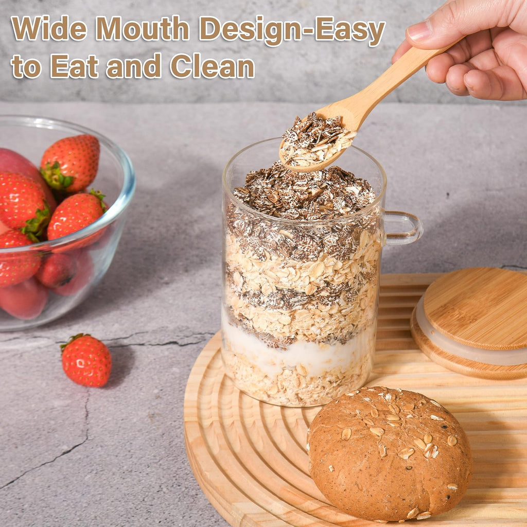 Round glass sealed jar with spoon