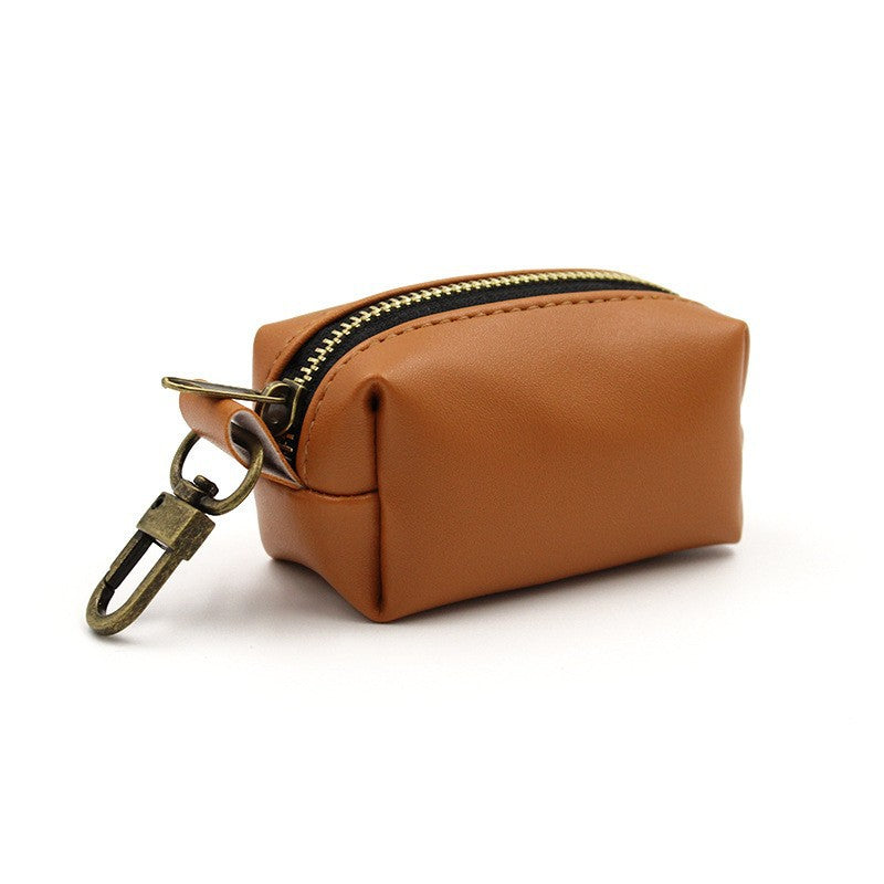 Simple Solid Color Pet Poop Bag Holder Portable Dog Walking Waste Bag Dispenser Storage Pouch