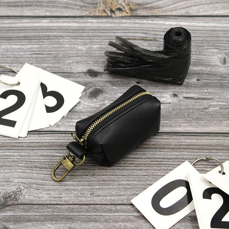 Simple Solid Color Pet Poop Bag Holder Portable Dog Walking Waste Bag Dispenser Storage Pouch