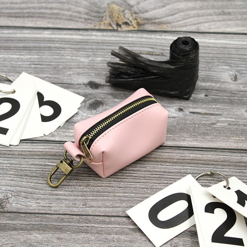 Simple Solid Color Pet Poop Bag Holder Portable Dog Walking Waste Bag Dispenser Storage Pouch