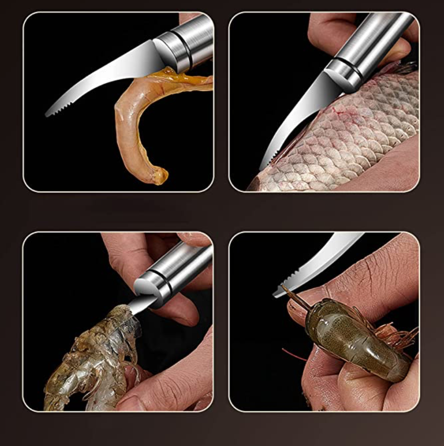 Remove Shrimp Line Knife 304 Stainless Steel Shrimp Peeler Creative Kitchen Pick Fish Intestines Gadget 2 In 1 Double-Headed Shrimp Knife
