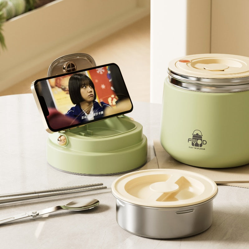 Adults Stainless Steel Insulated Lunch Box With Spoon And Fork, Insulated Bag, Leak-Proof, Keeps Food Warm