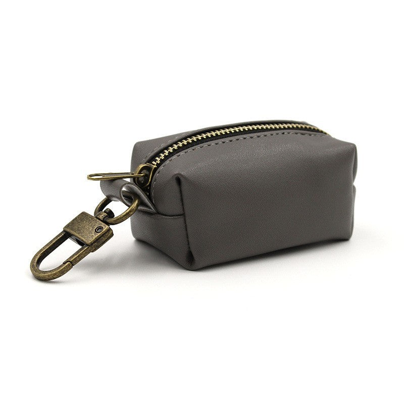 Simple Solid Color Pet Poop Bag Holder Portable Dog Walking Waste Bag Dispenser Storage Pouch