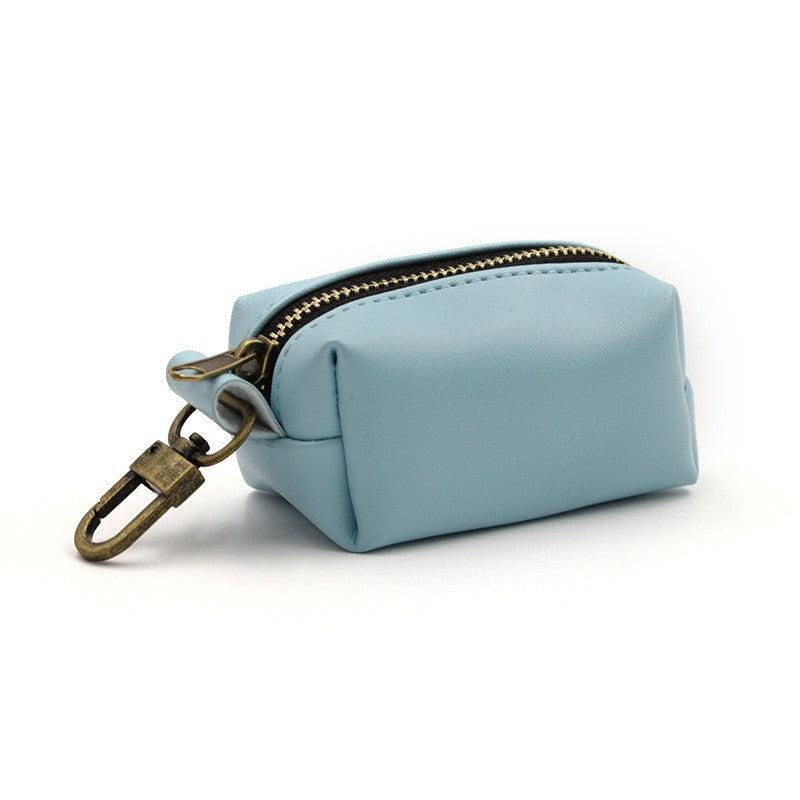 Simple Solid Color Pet Poop Bag Holder Portable Dog Walking Waste Bag Dispenser Storage Pouch