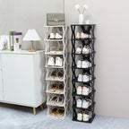 Stackable Plastic Shoe Rack, Vertical Dustproof Shoe Organizer, Sturdy Shoe Storage for Entryway