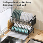 Foldable 2-Layer Kitchen Dish Rack, Large Capacity Countertop Drying Shelf for Bowls & Cutlery