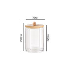 Bamboo cover cotton swab box portable round container cosmetic cotton puff storage box cotton swab makeup remover cotton box