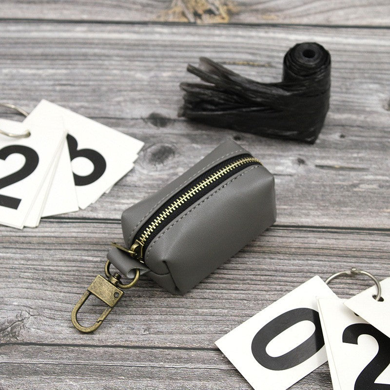 Simple Solid Color Pet Poop Bag Holder Portable Dog Walking Waste Bag Dispenser Storage Pouch