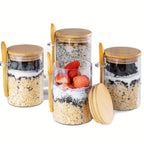 Round glass sealed jar with spoon