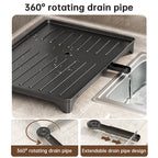 2-Tier Large Capacity Dish Drying Rack, Rustproof Carbon Steel Kitchen Sink Drainer with Cutting Board & Utensil Holder