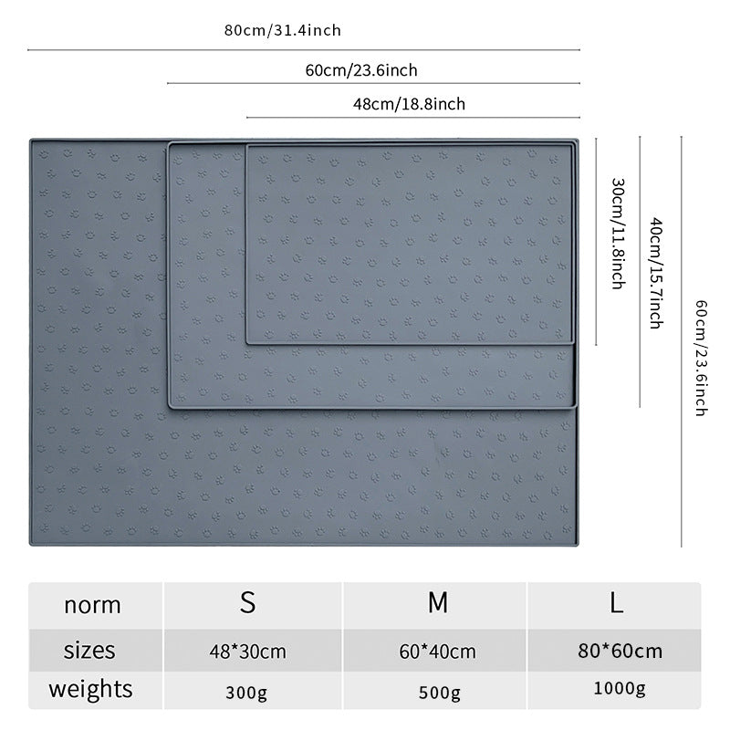 Pet Placemat Edible Grade Silicone Anti-Spill Non-Slip Waterproof Easy to Clean Large Cat and Dog Mat