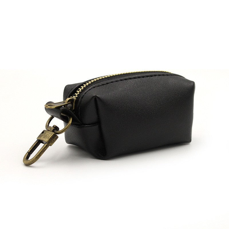 Simple Solid Color Pet Poop Bag Holder Portable Dog Walking Waste Bag Dispenser Storage Pouch