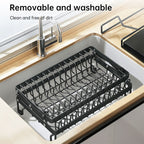 Foldable 2-Layer Kitchen Dish Rack, Large Capacity Countertop Drying Shelf for Bowls & Cutlery