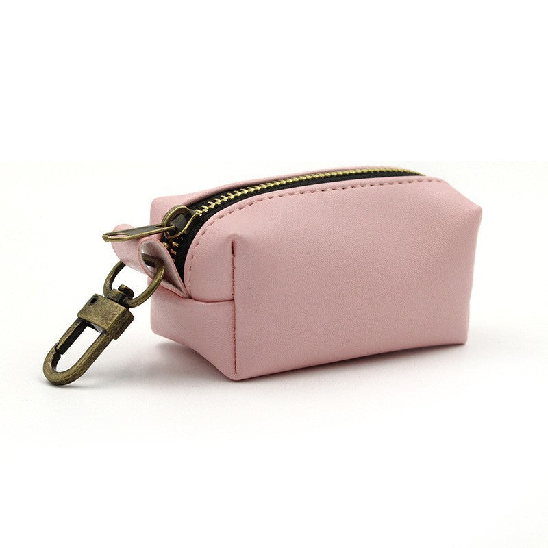 Simple Solid Color Pet Poop Bag Holder Portable Dog Walking Waste Bag Dispenser Storage Pouch